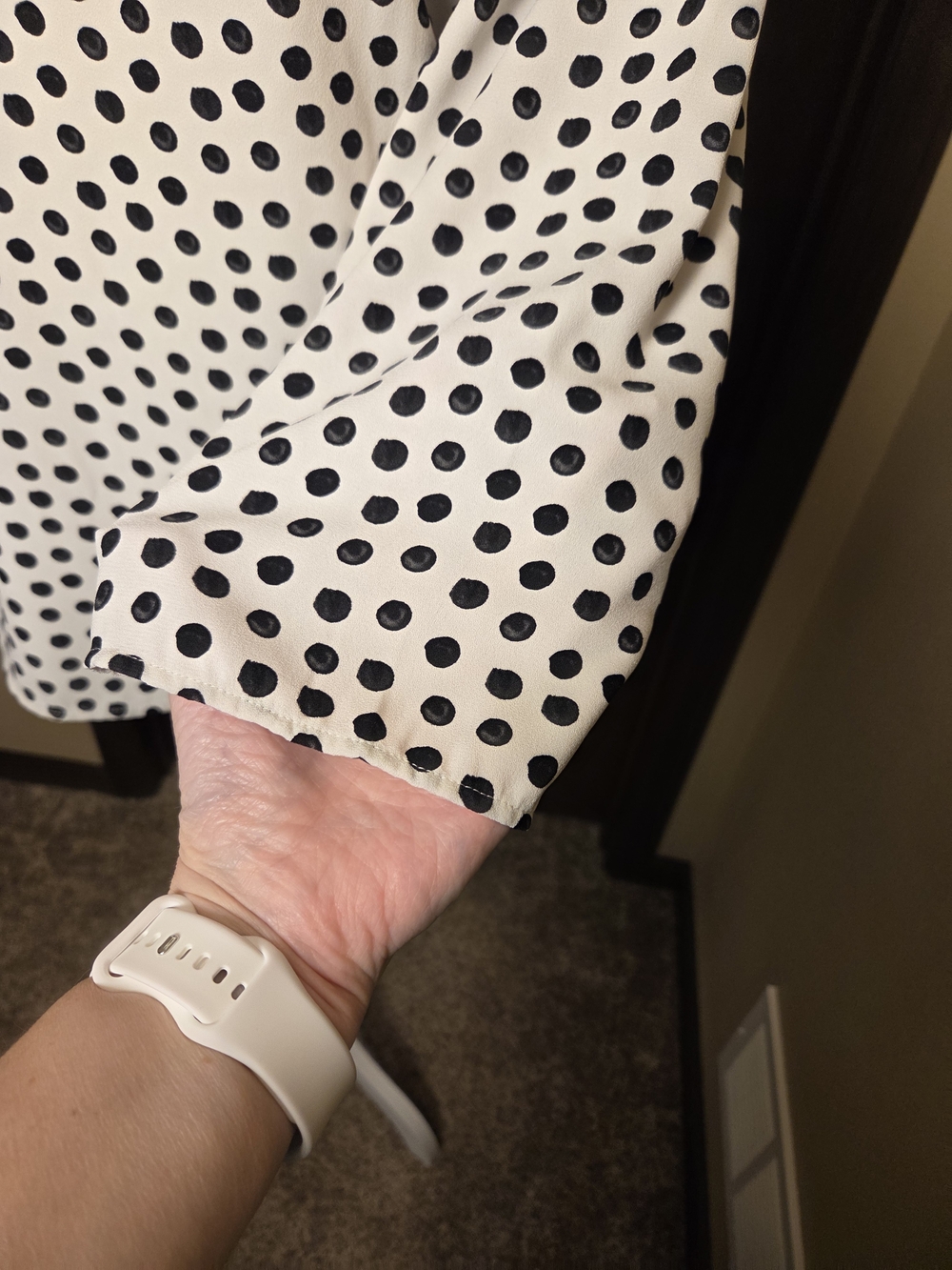 Talbots Black & White Polka Dot 3/4 Sleeve Top - Picture 5 of 13